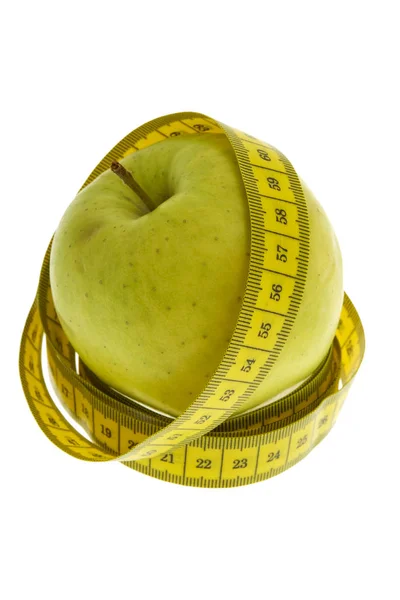 带卷尺的节食苹果 — 图库照片