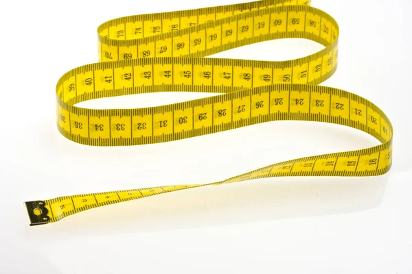 Yellow Measuring Tape Isolated White — Stock Photo, Image