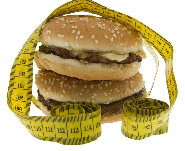 Fastfood Hamburger Met Meetlint — Stockfoto