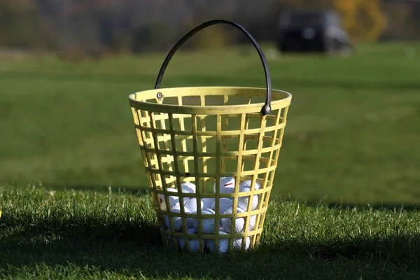 Picnic Basket Green Grass Lawn — Stock Photo, Image