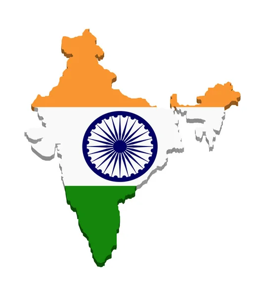 Kaart Van Indië Met Vlag Van Republiek Amerika — Stockfoto