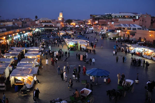 밤에는 Djemaa Fna Square Marrakech — 스톡 사진