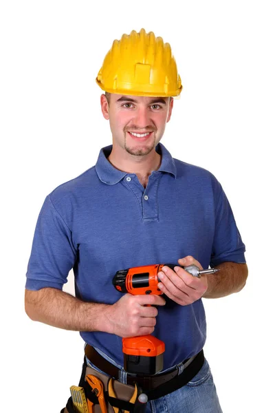 Manual Worker Red Drill — Stock Photo, Image