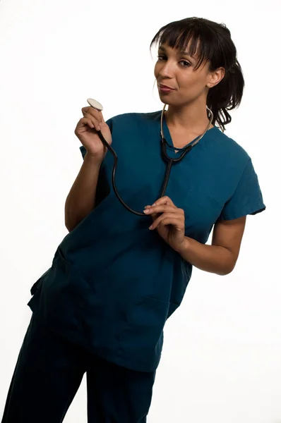 Sjuksköterska Med Stetoskop — Stockfoto