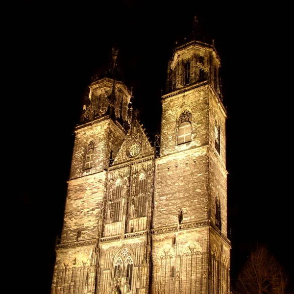 Cathédrale Magdebourg Nuit — Photo