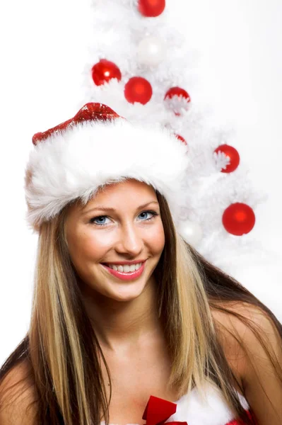 Christmas Mujer Con Árboles Castas — Foto de Stock