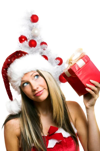 Risas Mujer Cristiana Con Regalo — Foto de Stock