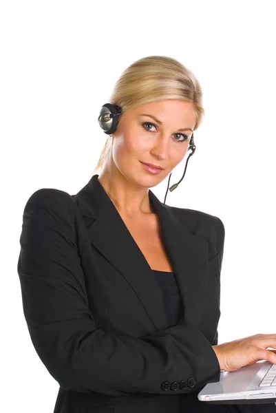 Vrouw Met Headset Support Call — Stockfoto