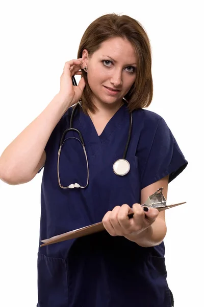 Enfermeira Preenchendo Prontuário — Fotografia de Stock