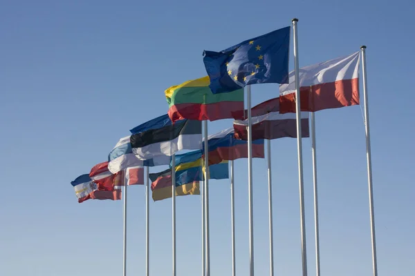 Flaggen Den Nationalfarben Auf Hintergrund — Stockfoto