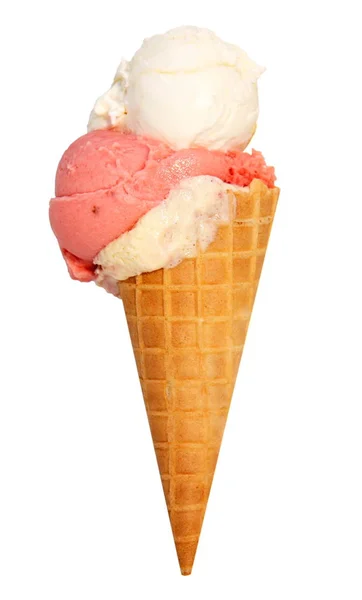 Ice Cream Waffle Cone Isolated White — Stock Photo, Image