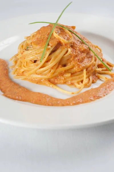 Spaghetti Sugo Peperoni — Stock Photo, Image