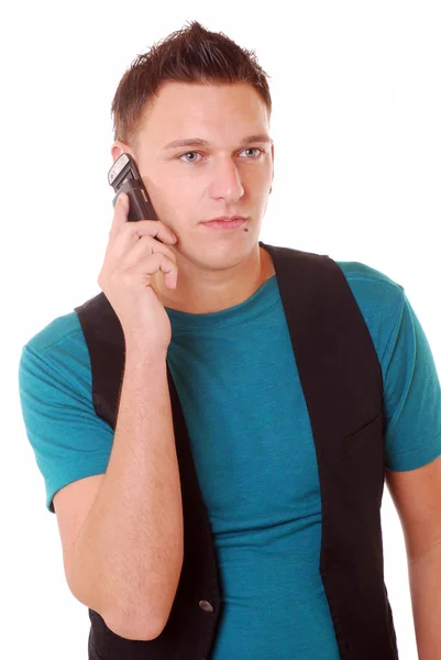 Jeune Homme Parlant Téléphone — Photo