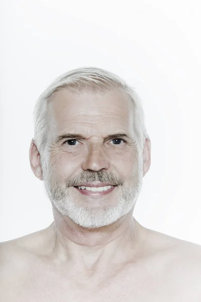 Retrato Homem Sênior Sorridente Com Barba Bigode — Fotografia de Stock