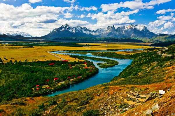 Park Narodowy Torres Del Paine Regionie Chiles Patagonia Słynie Rosnących — Zdjęcie stockowe