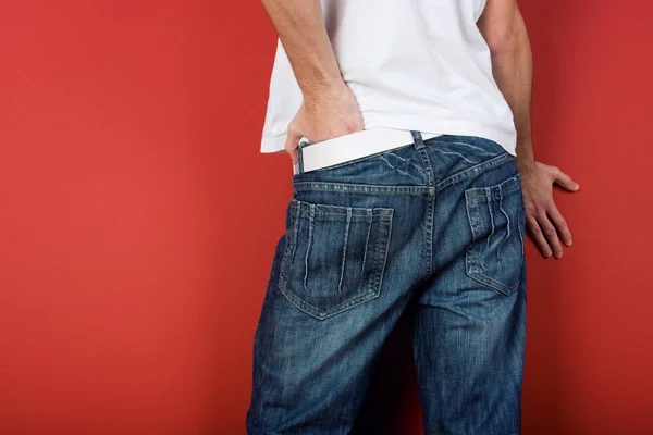 Uomo Jeans Sul Retro — Foto Stock