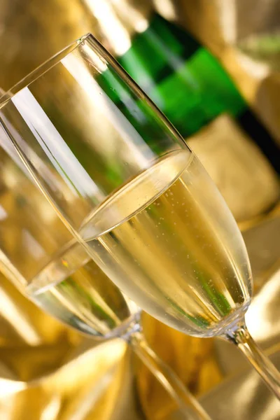 Bicchiere Champagne Scanalato Pronto Festeggiare — Foto Stock