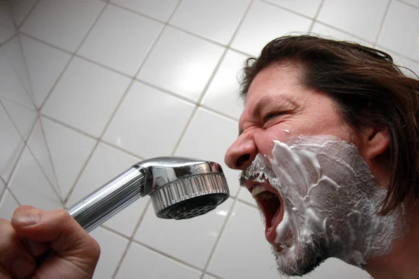 Mężczyzna Myjący Twarz Łazience — Zdjęcie stockowe