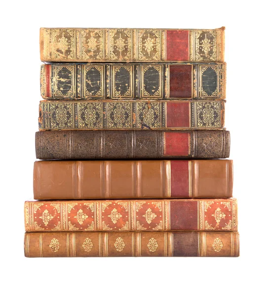 Pista Libros Antiguos Cuero Atado —  Fotos de Stock