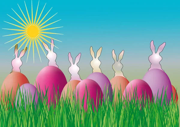 Easter Eggs Grass Illustration — Stock Photo, Image