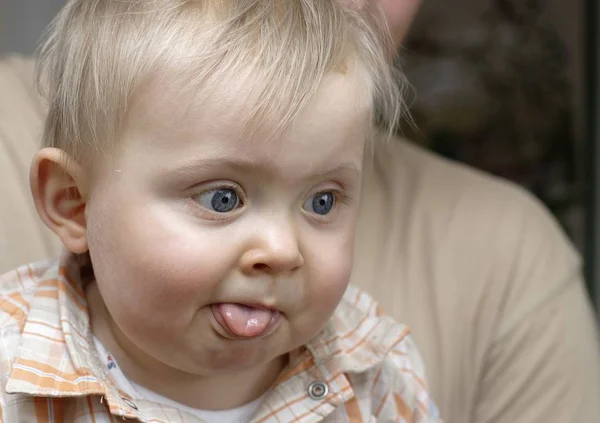 Baby Stretched Tongue Out — Stock Photo, Image