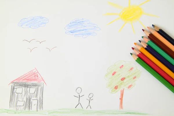 Children Drawing Pencils Paper — Stock Photo, Image