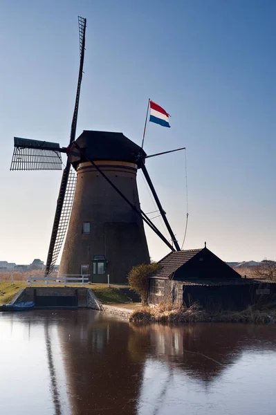 Bela Paisagem Moinho Vento Kinderdijk — Fotografia de Stock