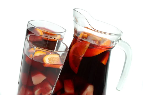 Twee Sangria Glazen Met Karaf — Stockfoto