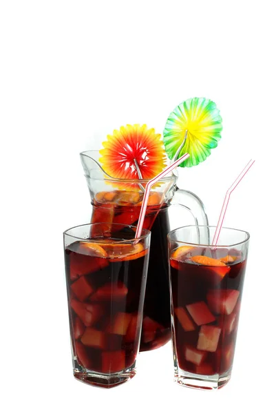 Twee Sangria Glazen Met Karaf — Stockfoto