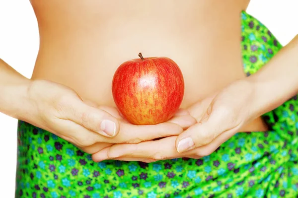 Gezond Eten Dieet Concept Met Appel Menselijk Lichaam — Stockfoto