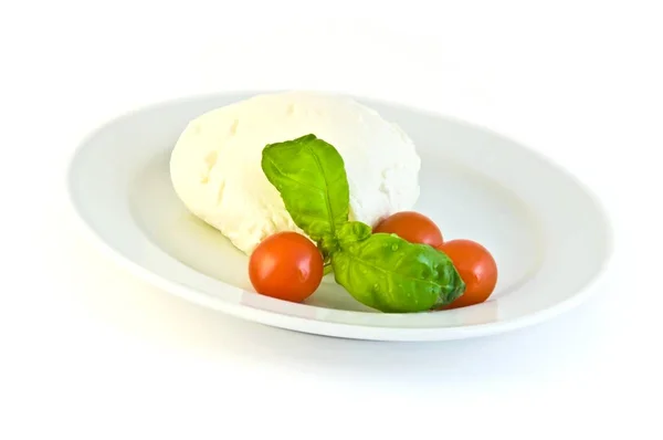 Mozzarella Med Tomater Och Basilika — Stockfoto