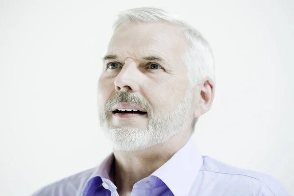 Retrato Hombre Mayor Una Camisa Azul — Foto de Stock