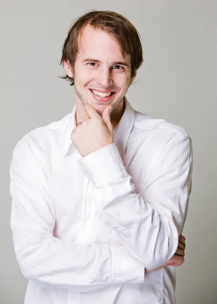 Retrato Joven Con Camisa Blanca Corbata —  Fotos de Stock