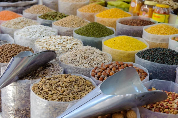 Vários Tipos Especiarias Mercado — Fotografia de Stock