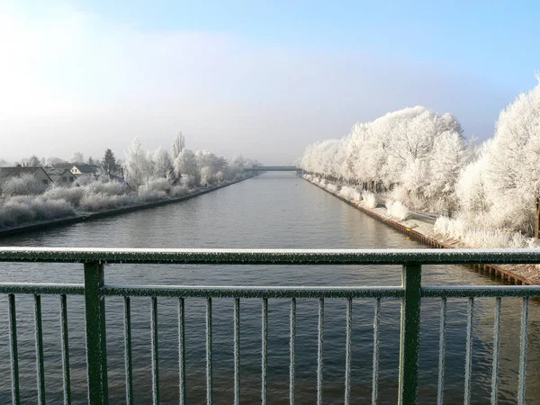 Mittellandkanal Dans Garbsen Hiver — Photo