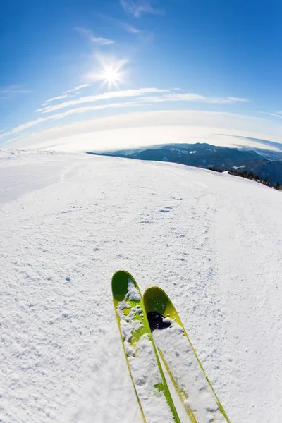 Ski Sur Une Piste Ski — Photo