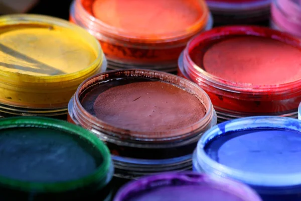 Paint Palette Different Colors Brushes — Stock Photo, Image