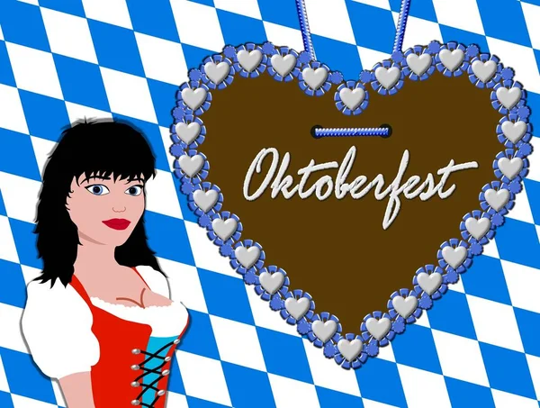 Oktoberfest Achtergrond Peperkoek Hart — Stockfoto