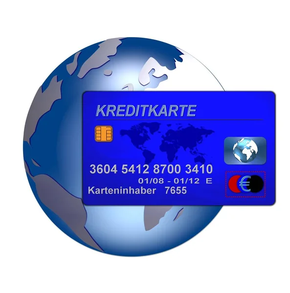 Blauwe Kredietkaart Wereldwijd — Stockfoto