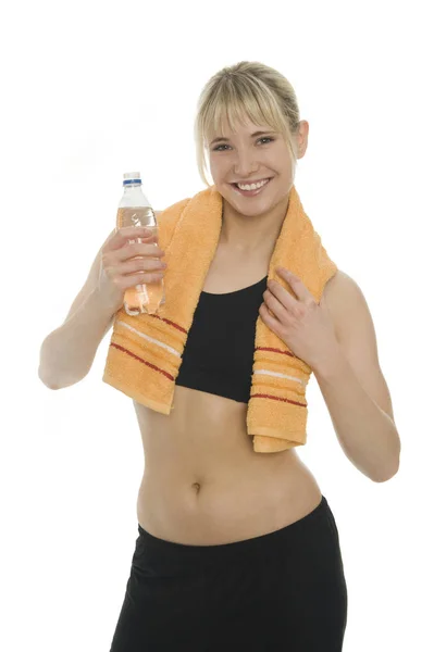 Young Woman Holding Bottle Water — Stock Photo, Image