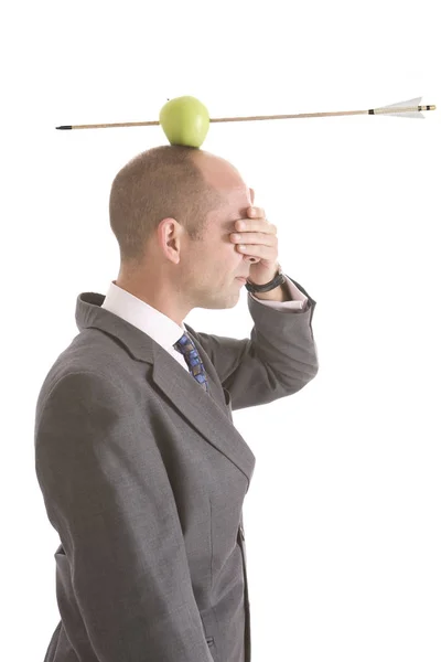 Businessman Mid Apple Tell — Stock Photo, Image