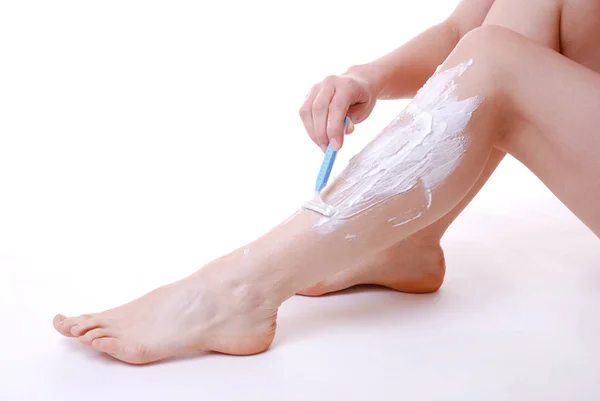 Nogi Kobiety Pedicure Białym Tle — Zdjęcie stockowe