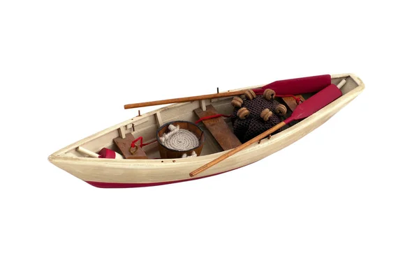 Modello Legno Barca Pesca Con Remi — Foto Stock