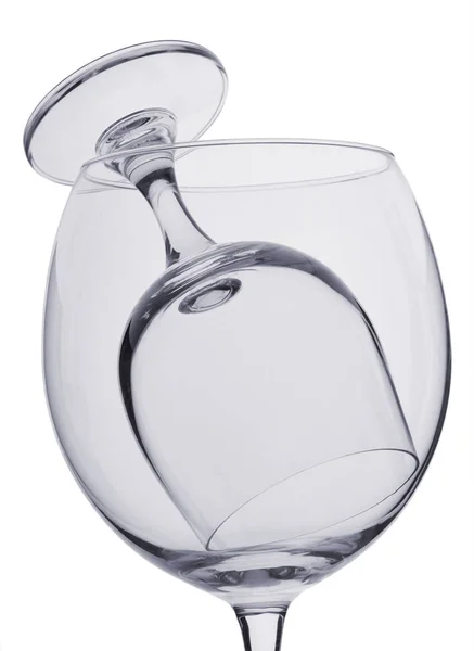 Leeg Wijnglas Geïsoleerd Witte Achtergrond — Stockfoto