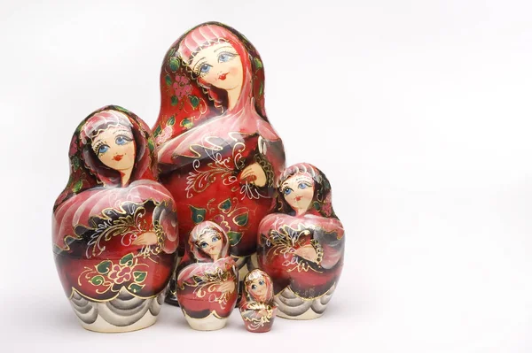 Bonecas Matryoshka Símbolos Russos Fundo Branco — Fotografia de Stock