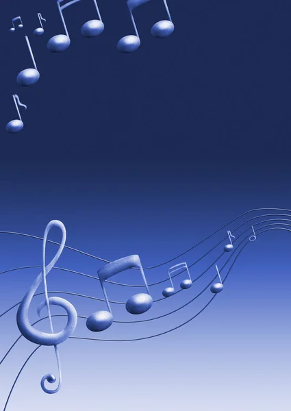 Notes Musique Avec Note Musicale Sur Fond Bleu — Photo