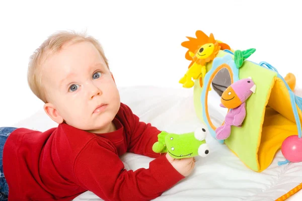 Menino Brincando Com Brinquedos — Fotografia de Stock