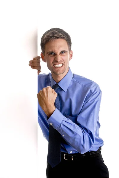 Portrait Handsome Businessman Showing Strength — Stock Photo, Image