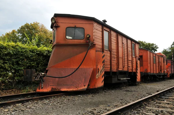 老旧的火车头是森林里的一列货车 — 图库照片
