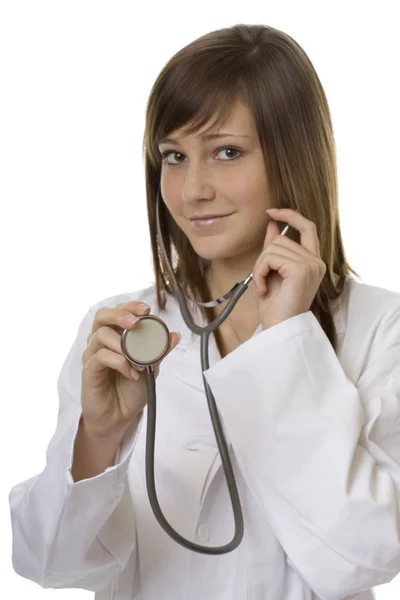 Närbild Ung Läkare Med Stetoskop — Stockfoto